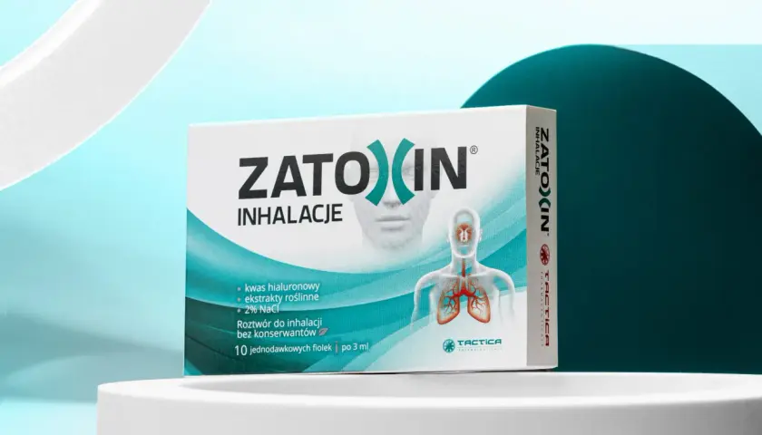 Opakowanie leku Zatoxin Inhalacje z grafiką układu oddechowego.